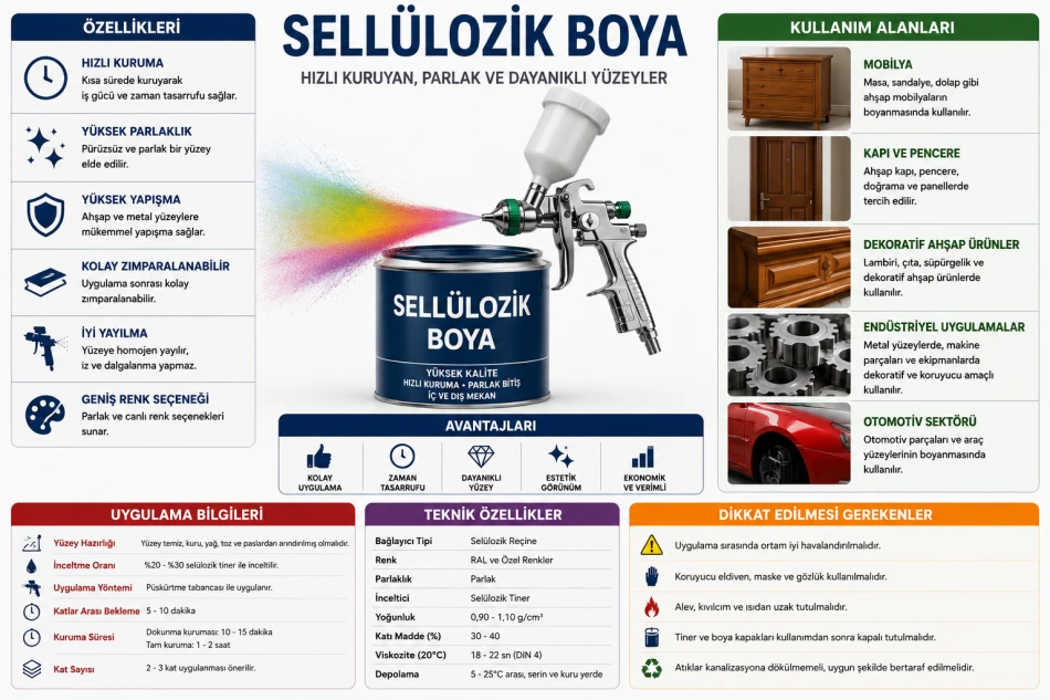 Sellülozik Boya Özellikleri ve Kullanım Alanları